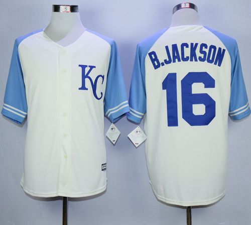 Royals #16 Bo Jackson Cream Exclusive Vintage Stitched MLB Jersey - Click Image to Close