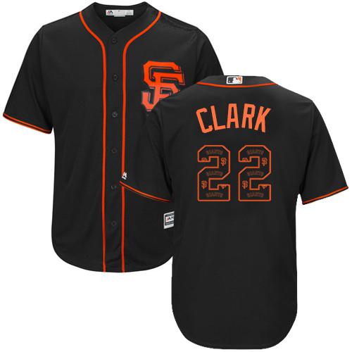 Giants #22 Will Clark Black Team Logo Fashion Stitched MLB Jersey - Click Image to Close