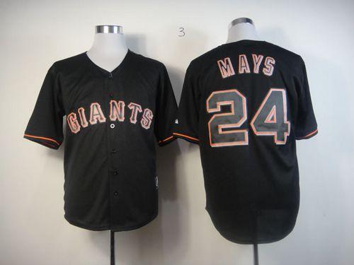 Giants #24 Willie Mays Black Fashion Stitched MLB Jersey - Click Image to Close