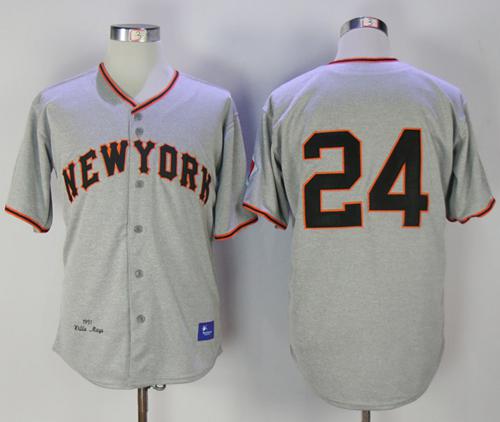 Mitchell And Ness 1951 Giants #24 Willie Mays Grey Throwback Stitched MLB Jersey