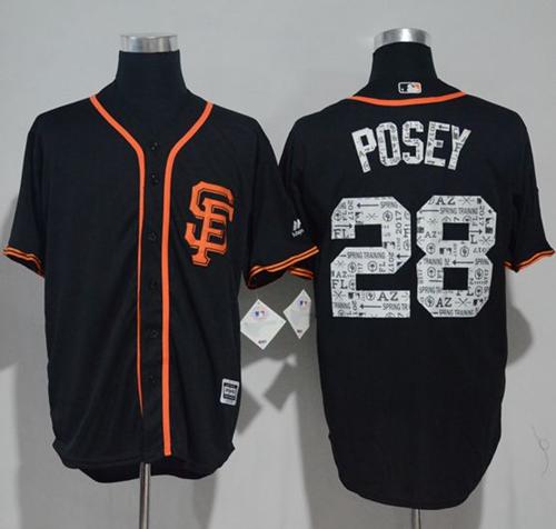 Giants #28 Buster Posey Black 2017 Spring Training Cool Base Stitched MLB Jersey