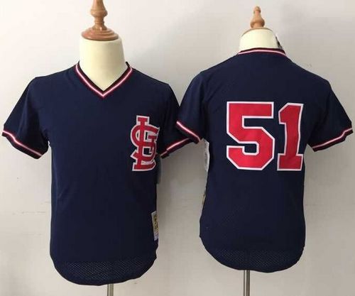 Mitchell And Ness Cardinals #51 Willie McGee Navy Blue Throwback Stitched MLB Jersey - Click Image to Close