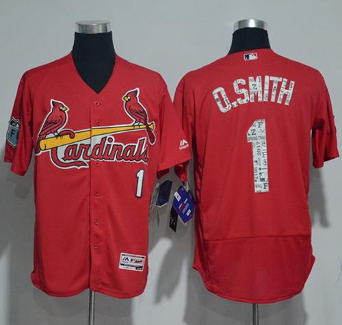Cardinals #1 Ozzie Smith Red 2017 Spring Training Authentic Flex Base Stitched MLB Jersey