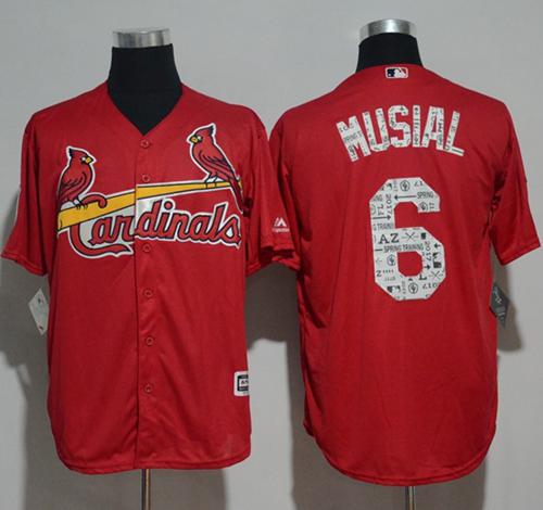 Cardinals #6 Stan Musial Red 2017 Spring Training Cool Base Stitched MLB Jersey