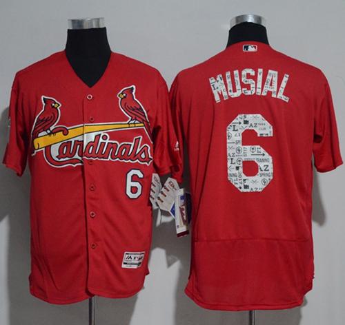 Cardinals #6 Stan Musial Red 2017 Spring Training Authentic Flex Base Stitched MLB Jersey