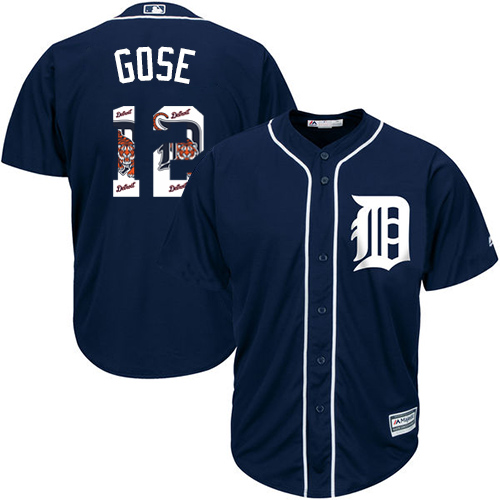 Tigers #12 Anthony Gose Navy Blue Team Logo Fashion Stitched MLB Jersey