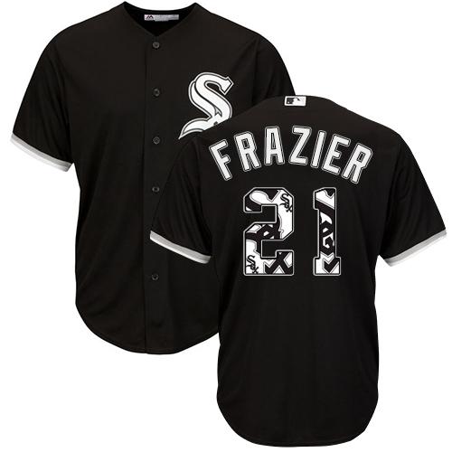 White Sox #21 Todd Frazier Black Team Logo Fashion Stitched MLB Jersey