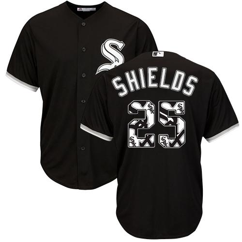 White Sox #25 James Shields Black Team Logo Fashion Stitched MLB Jersey