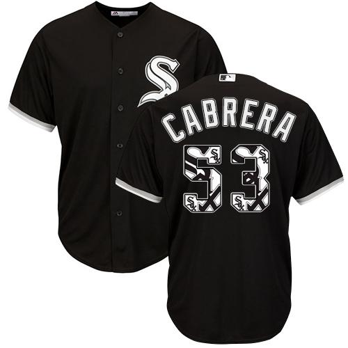 White Sox #53 Melky Cabrera Black Team Logo Fashion Stitched MLB Jersey