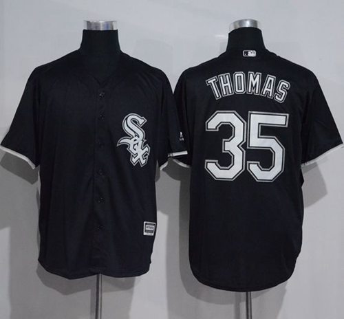White Sox #35 Frank Thomas Black New Cool Base Stitched MLB Jersey - Click Image to Close