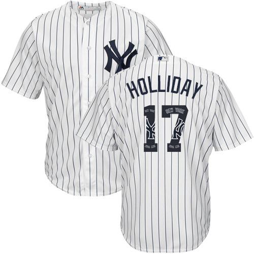 Yankees #17 Matt Holliday White Strip Team Logo Fashion Stitched MLB Jersey