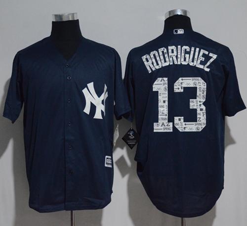 Yankees #13 Alex Rodriguez Navy Blue 2017 Spring Training Cool Base Stitched MLB Jersey