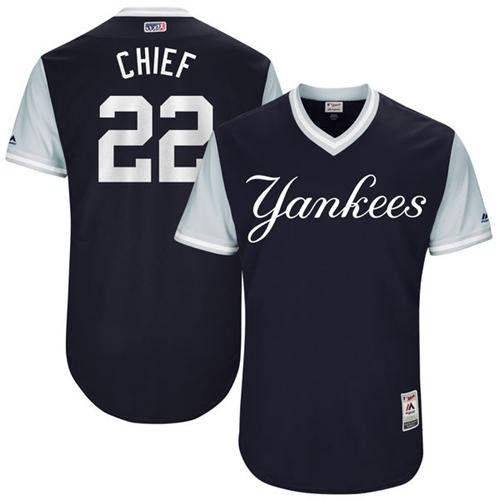 Yankees #22 Jacoby Ellsbury Navy "Chief" Players Weekend Authentic Stitched MLB Jersey
