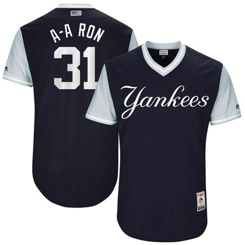 Yankees #31 Aaron Hicks Navy "A-A Ron" Players Weekend Authentic Stitched MLB Jersey