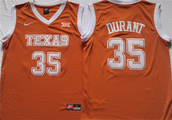 Texas Longhorns #35 Kevin Durant Orange Stitched Jersey - Click Image to Close
