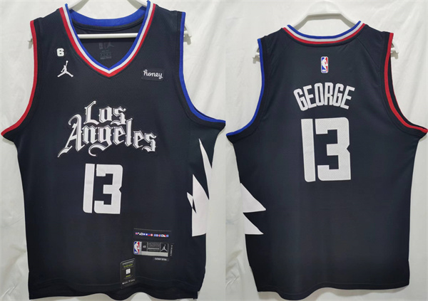 Los Angeles Clippers #13 Paul George Black Stitched Jersey - Click Image to Close