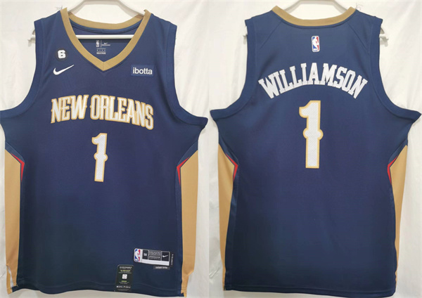 New Orleans Pelicans #1 Zion Williamson Navy Stitched Basketball Jersey - Click Image to Close
