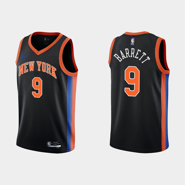 New York Knicks #9 RJ Barrett Black City Edition Stitched Basketball Jersey - Click Image to Close