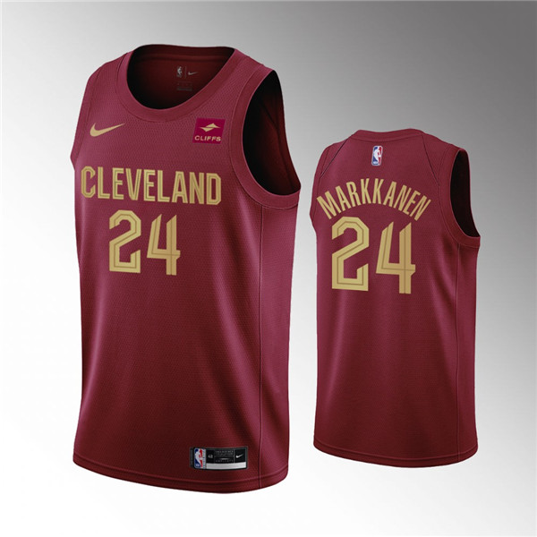 Cleveland Cavaliers #24 Lauri Markkanen Wine Icon Edition Stitched Basketball Jersey