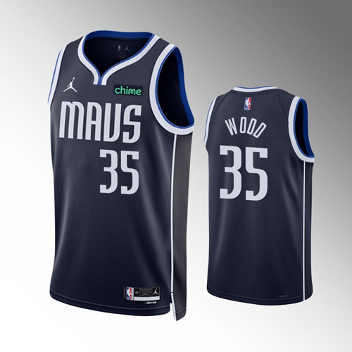 Dallas Mavericks #35 Christian Wood Navy Statement Edition Stitched Basketball Jersey