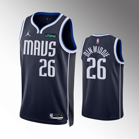 Dallas Mavericks #26 Spencer Dinwiddie Navy Statement Edition Stitched Basketball Jersey - Click Image to Close
