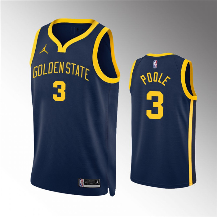Golden State Warriors #3 Jordan Poole Navy Statement EditionStitched Jersey