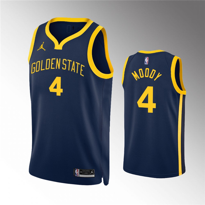 Golden State Warriors #4 Moses Moody Navy Statement EditionStitched Jersey