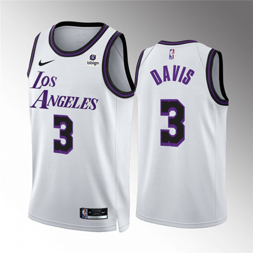 Los Angeles Lakers #3 Anthony Davis White City Edition Stitched Basketball Jersey