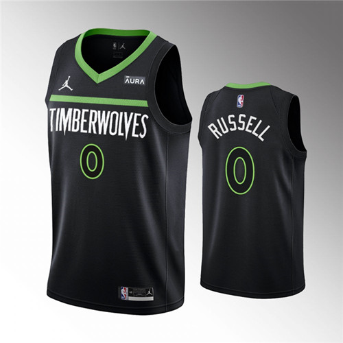 Minnesota Timberwolves #0 D'Angelo Russell Black Statement Edition Stitched Jersey