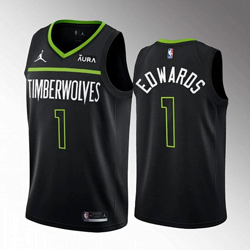 Minnesota Timberwolves #1 Anthony Edwards Black City Stitched Jersey