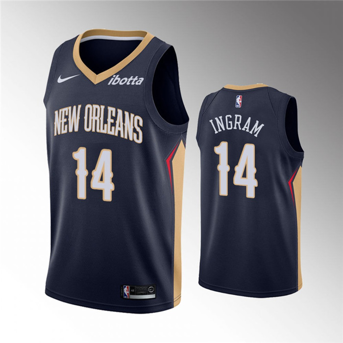 New Orleans Pelicans #14 Brandon Ingram Navy Icon Edition Stitched Jersey - Click Image to Close