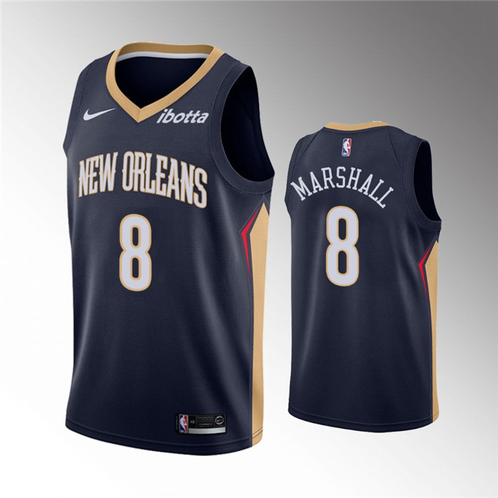 New Orleans Pelicans #8 Naji Marshall Navy Icon Edition Stitched Jersey - Click Image to Close