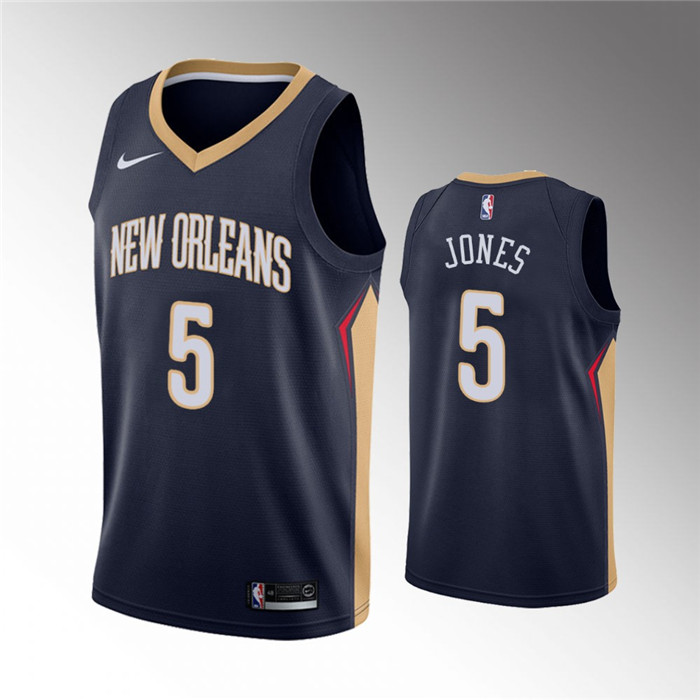 New Orleans Pelicans #5 Herbert Jones Navy Icon Edition Stitched Jersey - Click Image to Close