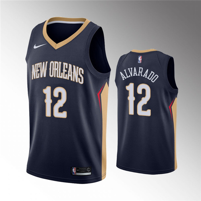 New Orleans Pelicans #12 Jose Alvarado Navy Icon Edition Stitched Jersey