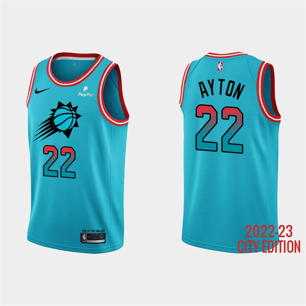 Phoenix Suns #22 Deandre Ayton 2022-23 Blue City Edition Stitched Basketball Jersey