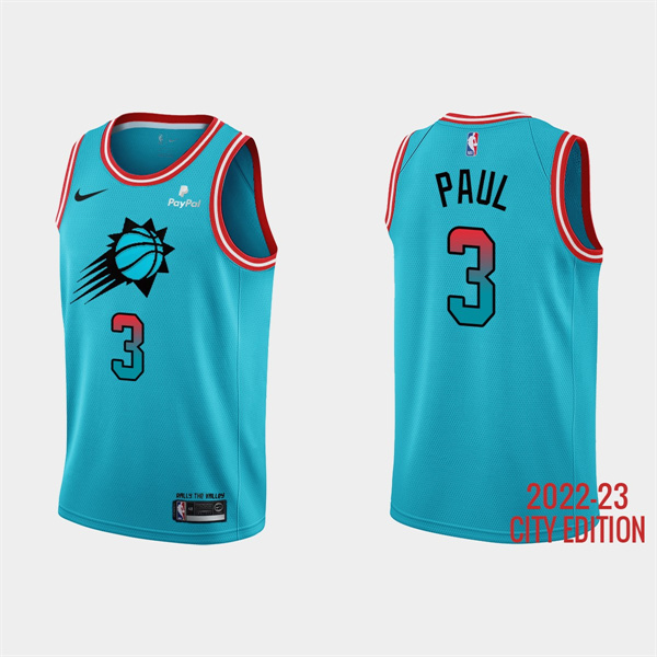Phoenix Suns #3 Chris Paul 2022-23 Blue City Edition Stitched Basketball Jersey - Click Image to Close