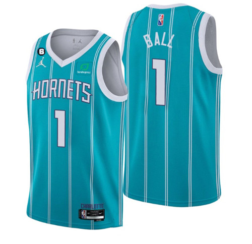 Charlotte Hornets #1 LaMelo Ball 2022-23 Icon Edition No.6 Patch Stitched Basketball Jersey