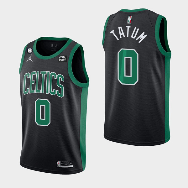 Boston Celtics #0 Jayson Tatum Black No.6 Patch Stitched Basketball Jersey