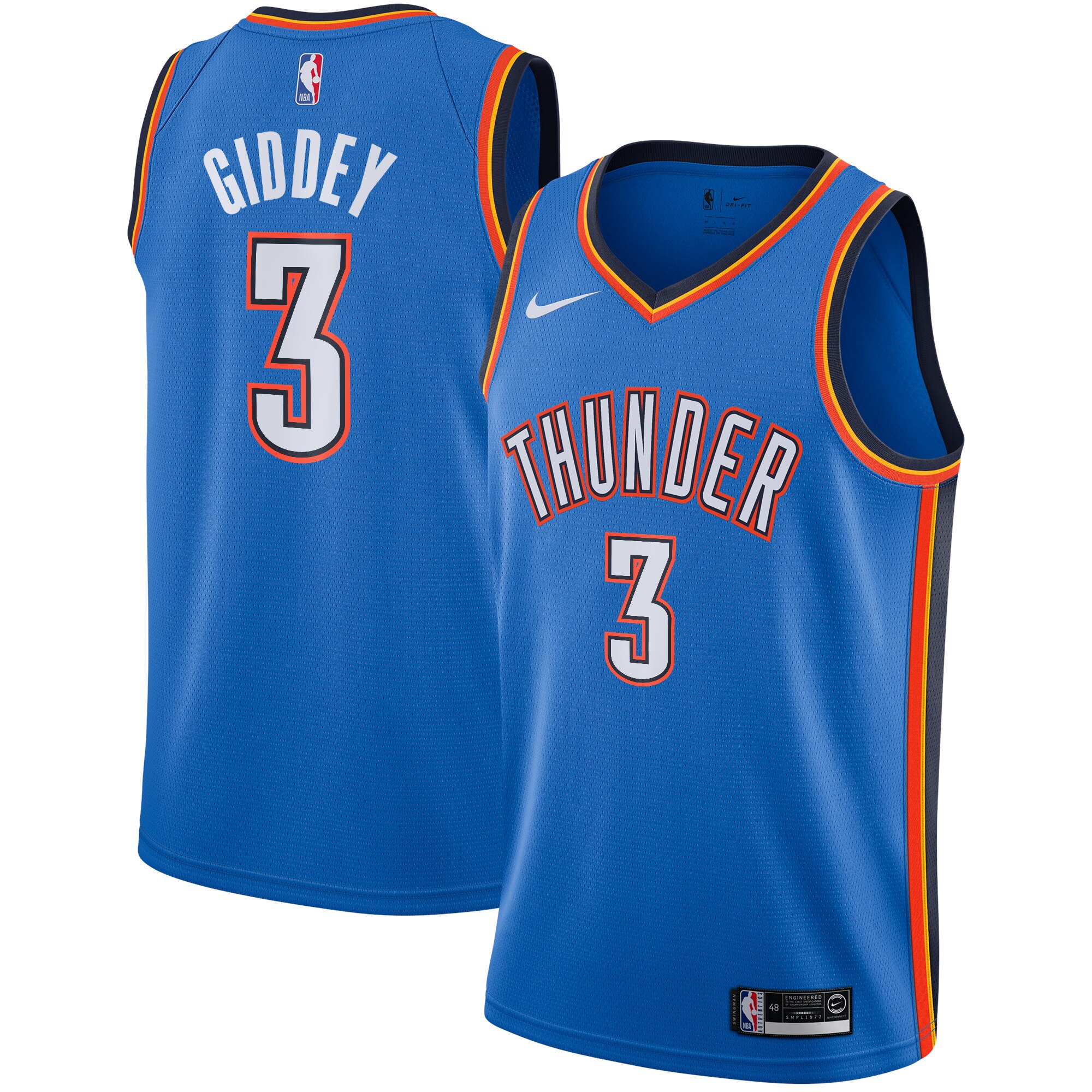 Oklahoma City Thunder #3 Josh Giddey Royal Icon Edition Stitched Basketball Jersey
