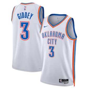 Oklahoma City Thunder #3 Josh Giddey White Association Edition Stitched Basketball Jersey