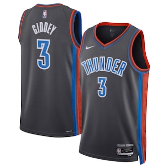 Oklahoma City Thunder #3 Josh Giddey Gray Icon Edition Stitched Basketball Jersey