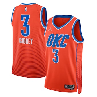 Oklahoma City Thunder #3 Josh Giddey Orange Statement Edition Stitched Basketball Jersey