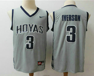 Georgetown Hoyas #3 Allen Iverson Gray College Basketball Nike Jersey