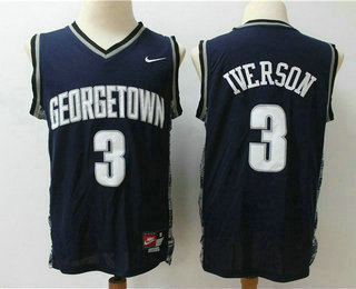 Georgetown Hoyas #3 Allen Iverson Black Colleg - Click Image to Close