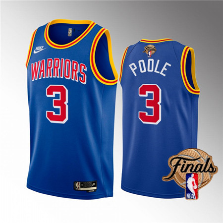 Mens Golden State Warriors #3 Jordan Poole 2022 Royal NBA Finals Stitched Jersey - Click Image to Close