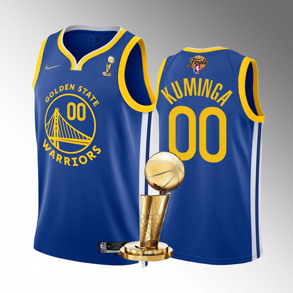 Golden State Warriors #00 Jonathan Kuminga Royal 2022 NBA Finals Champions Stitched Jersey - Click Image to Close