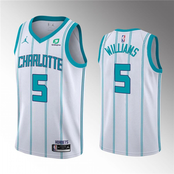 Charlotte Hornets #5 Mark Williams 2022 Draft White Stitched Basketball Jersey - Click Image to Close