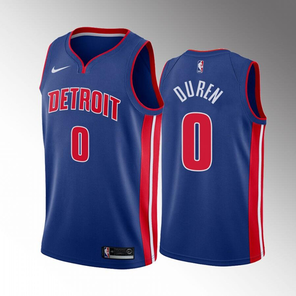 Detroit Pistons #0 Jalen Duren 2022 Draft Blue Basketball Stitched Jersey - Click Image to Close