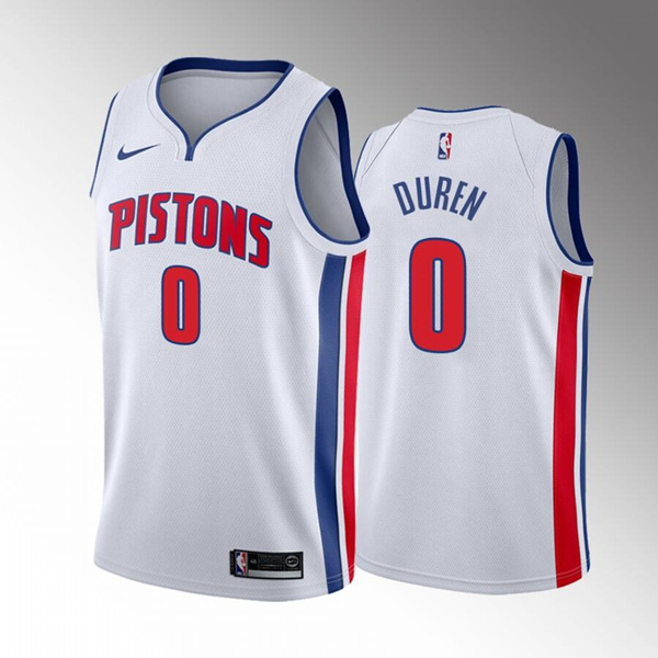 Detroit Pistons #0 Jalen Duren 2022 Draft White Basketball Stitched Jersey - Click Image to Close
