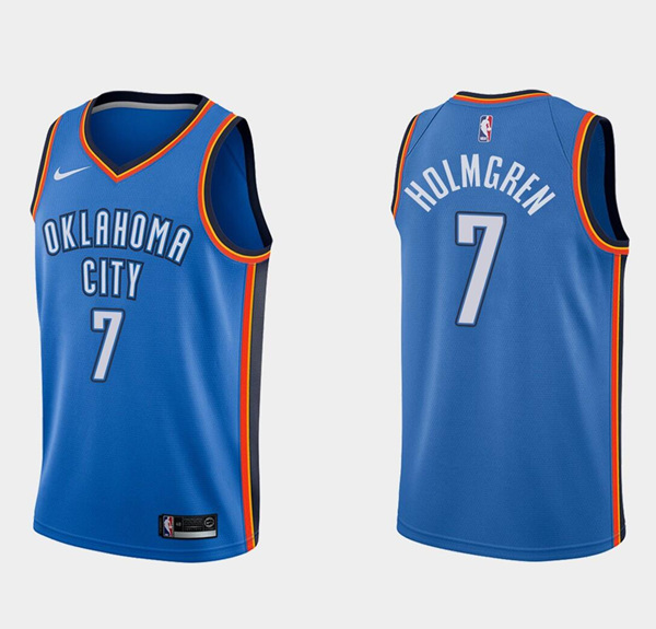 Oklahoma City Thunder #7 Chet Holmgren 2022 Draft Blue Stitched NBA Jersey